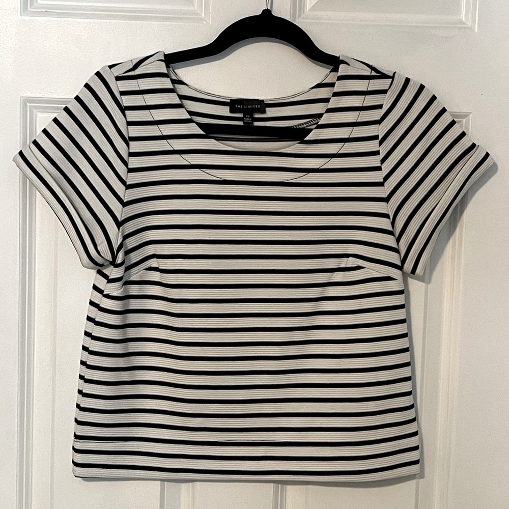 The Limited Top | Black & White Stripe | Short Sleeve | Size XS